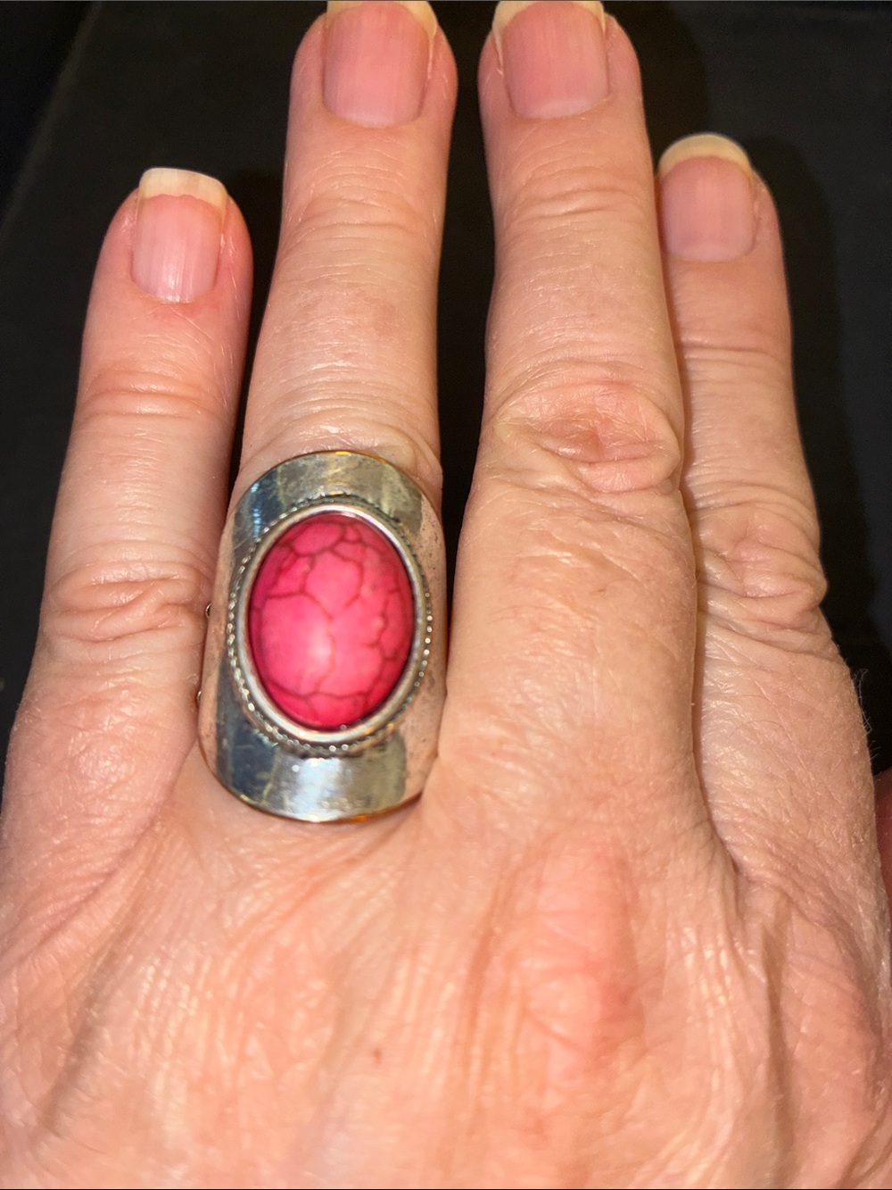 Sterling-Style Pink Stone Statement Ring - Women's Fashion Jewelry